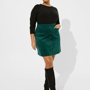 Torrid Green Button-Front Skirt